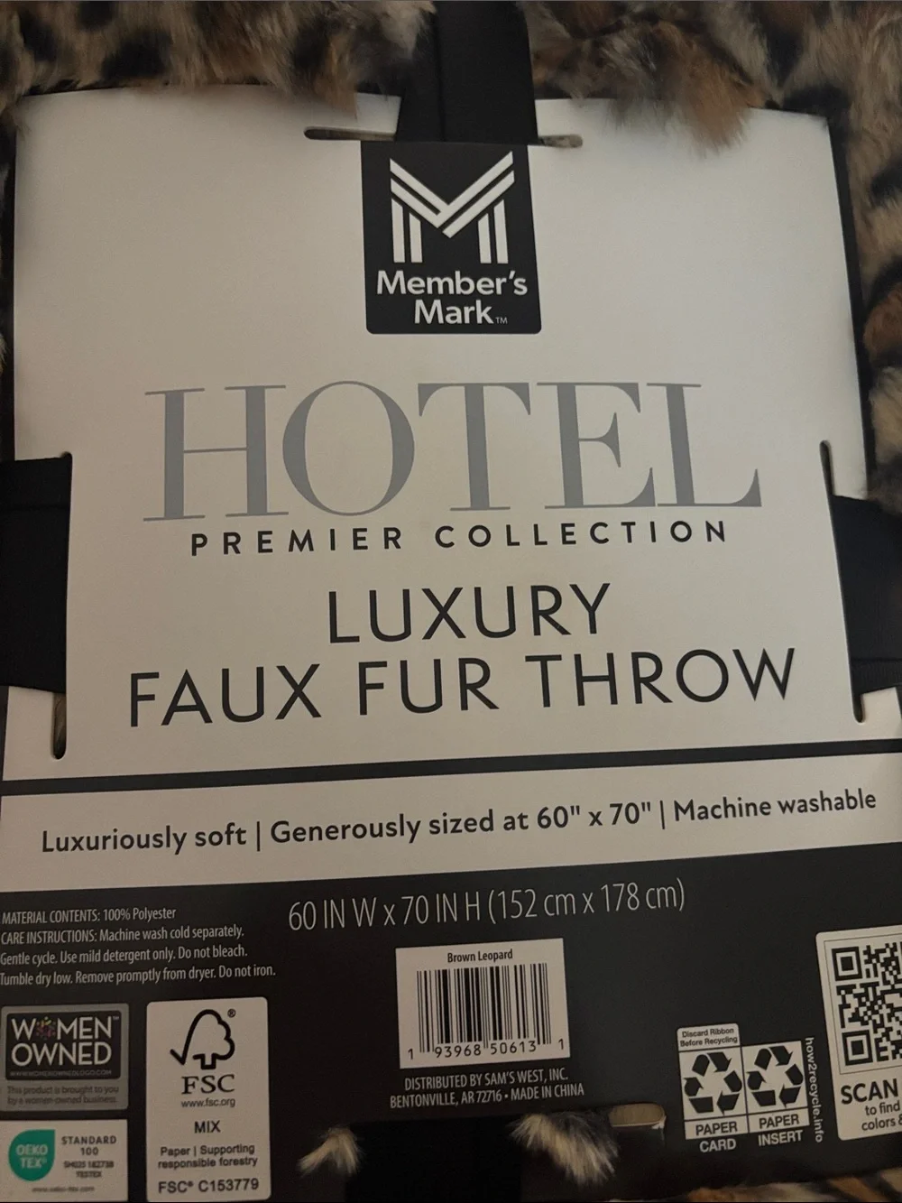 Hotel Collection Brown Leopard Faux Fur Throw by Hotel Collection